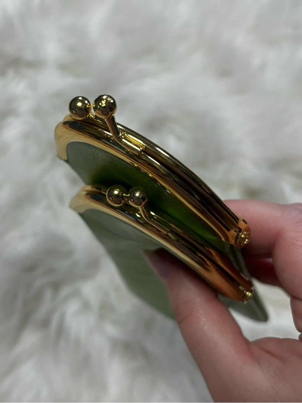 2 Kate Spade Bright Lime Green Leather Kiss-Lock Eyewear Case with Gold Hardware